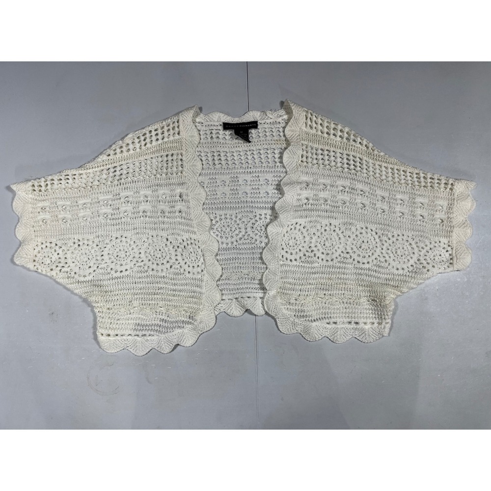 Grace Y2K Cottagecore Boho Crochet Open Front Shrug Bolero Cardigan Medium